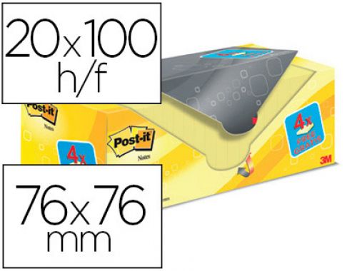Bloco de notas adesivas post-it super sticky amarelo canario 76x76 mm pack promocional 16+4 gratis , Post-it , 63081 , 4046719906437